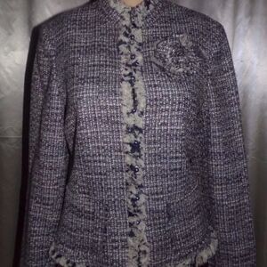 Valerie Stevens Gray Tweed Woolmark blend Blazer